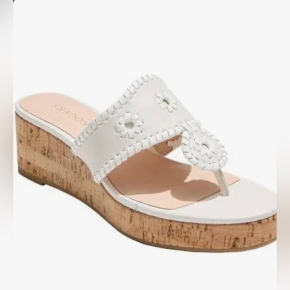 Jack Rogers Jacks white Platform Cork thong Wedge Sandals size 11 brand new - Picture 2 of 6